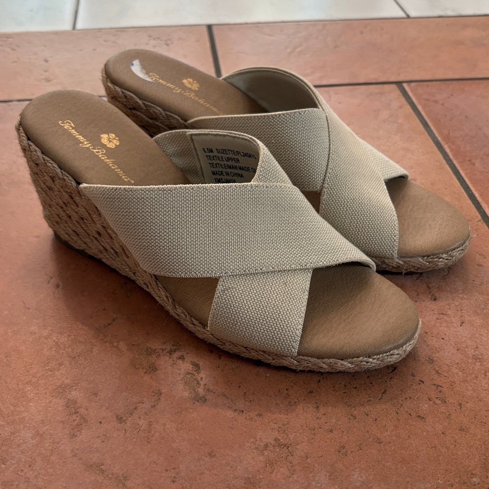 Tommy Bahama Cream Wedge Sandals